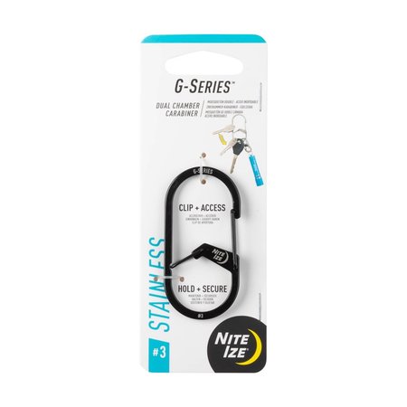 NITE IZE G-Series Stainless Steel Black Dual Chamber Carabiner GS3-01-R6